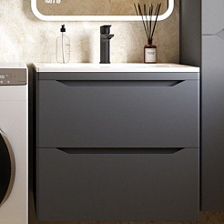 Style Line Мебель для ванной Марелла 60 Люкс Plus антискрейтч подвесная серая матовая – фотография-5